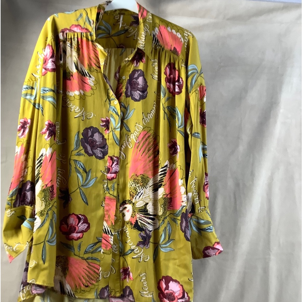 Free People Floral Yellow Blouse